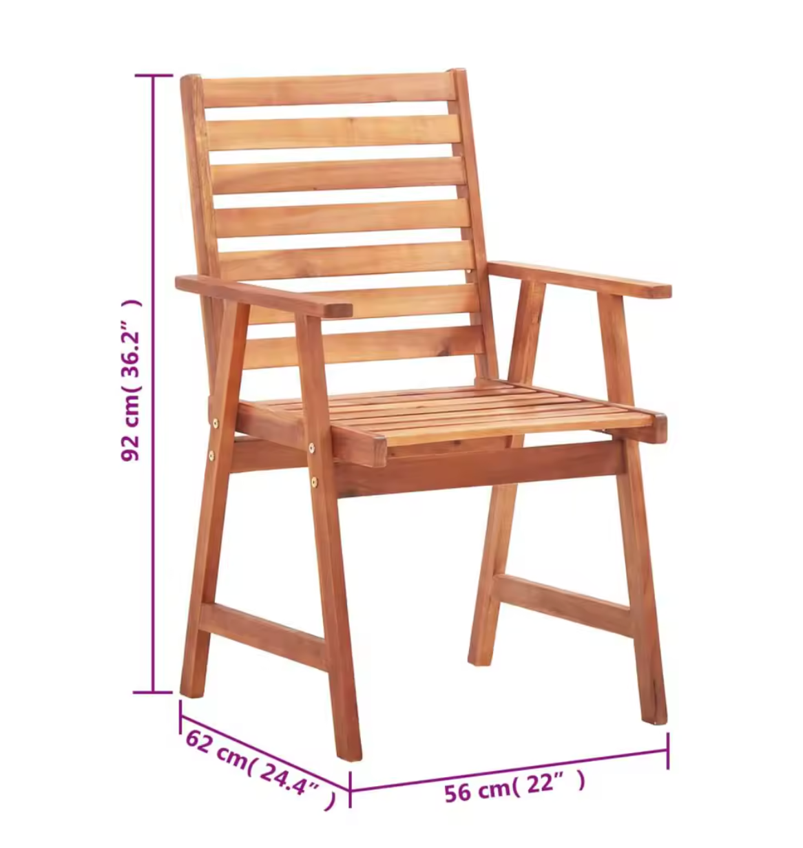 Set van 3 Acaciahouten Tuinstoelen met Rode Kussens – Waterbestendig