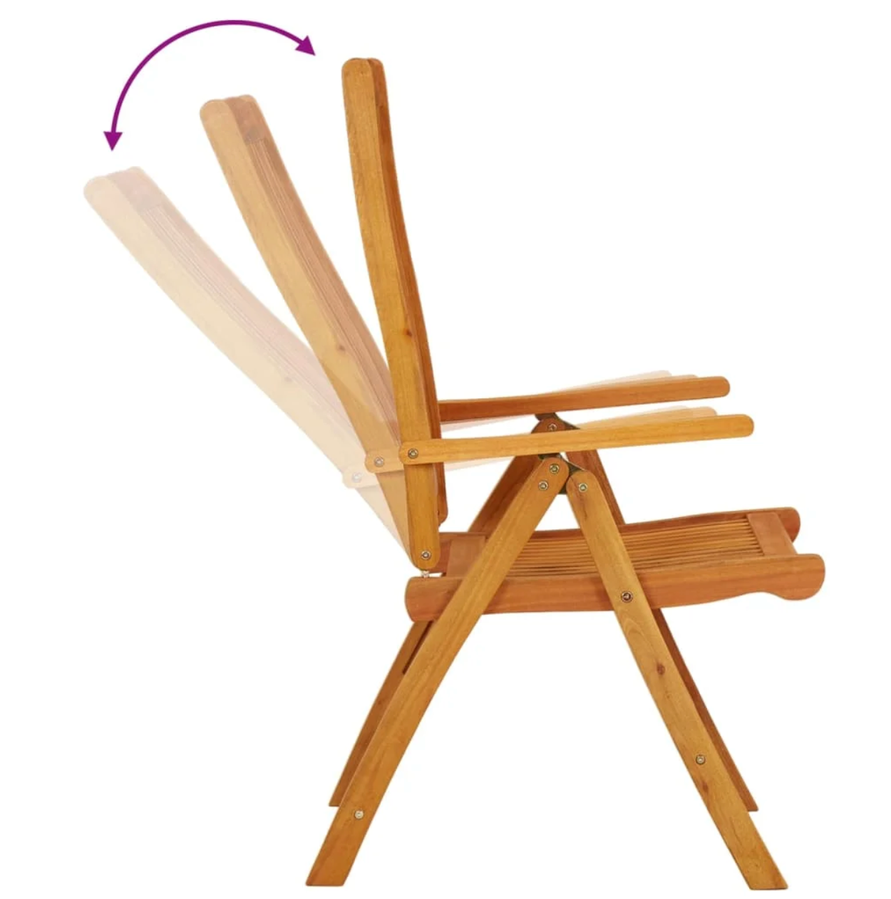 2 Opvouwbare Eucalyptushouten Tuinstoelen – 5-Standen Rugleuning