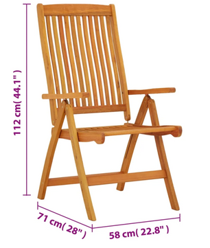2 Opvouwbare Eucalyptushouten Tuinstoelen – 5-Standen Rugleuning