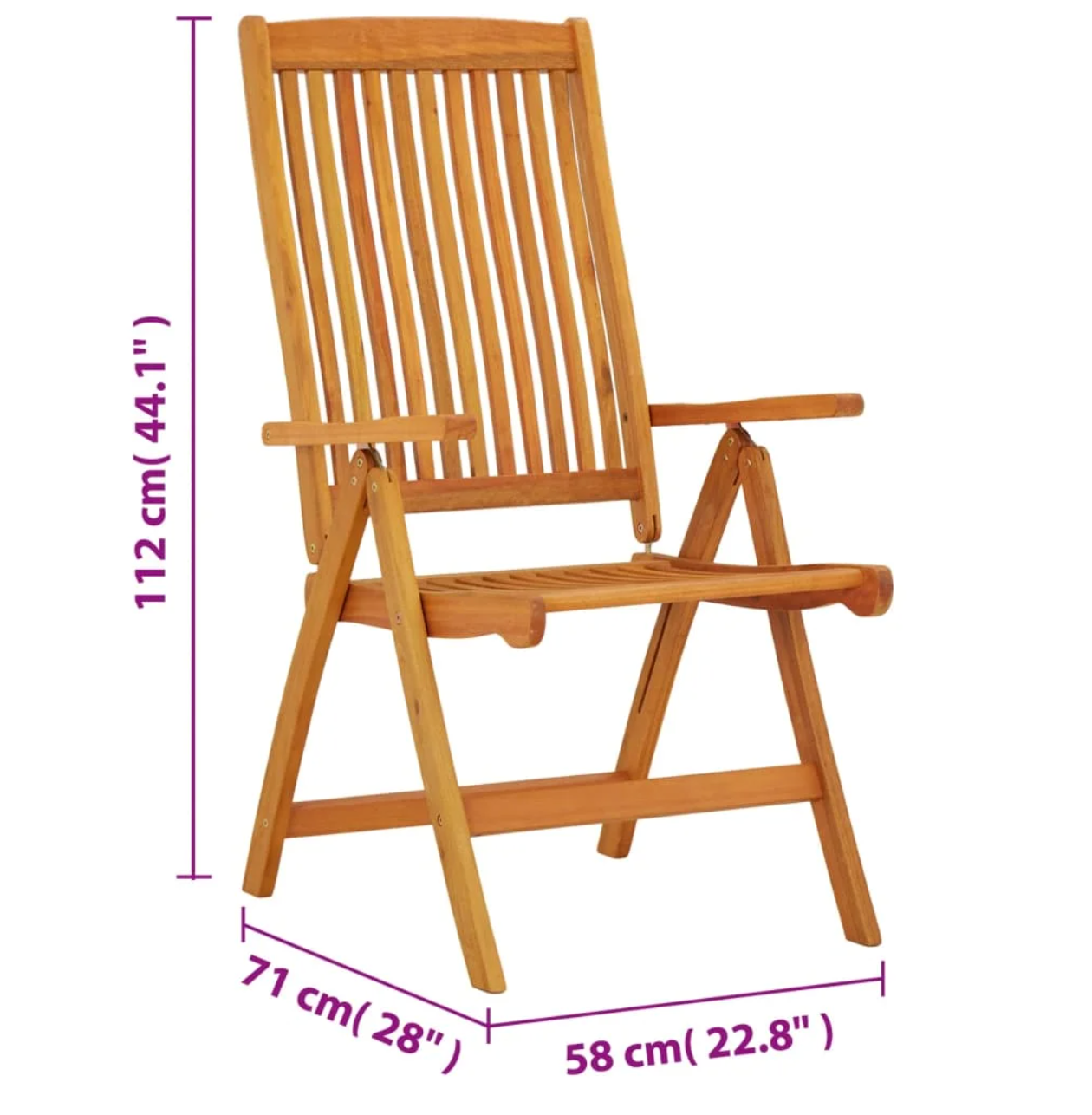 2 Opvouwbare Eucalyptushouten Tuinstoelen – 5-Standen Rugleuning