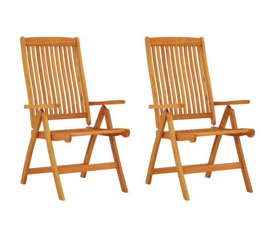 2 Opvouwbare Eucalyptushouten Tuinstoelen – 5-Standen Rugleuning