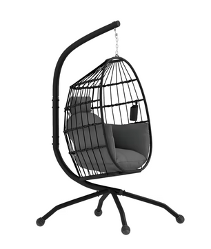 Hangstoel Ei met Standaard – Opvouwbare Mand & Kussenset 120 × 88 × 192 cm