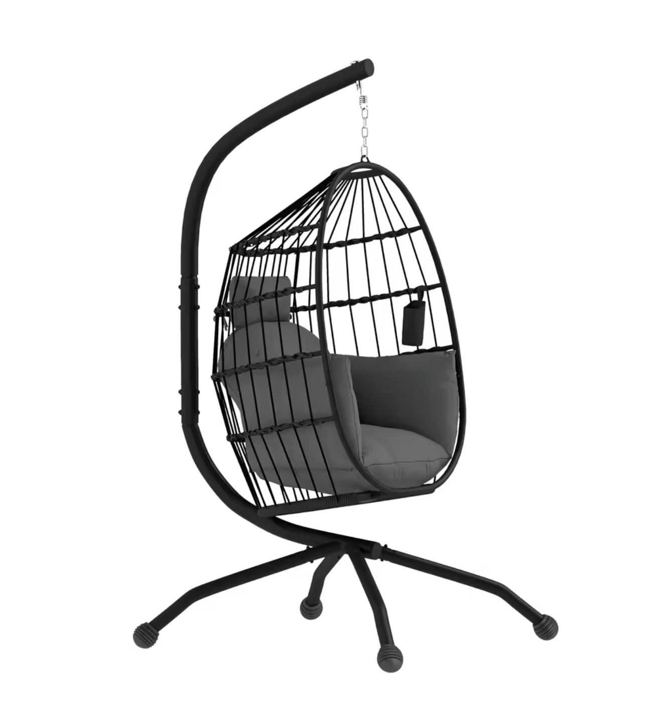 Hangstoel Ei met Standaard – Opvouwbare Mand & Kussenset 120 × 88 × 192 cm