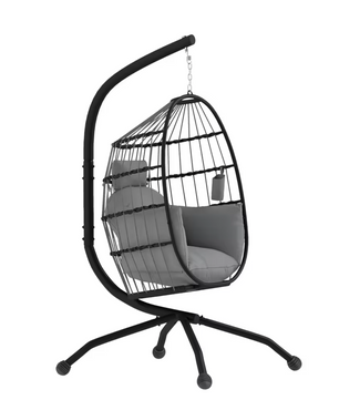 Hangstoel Ei met Standaard – Opvouwbare Mand & Kussenset 120 × 88 × 192 cm