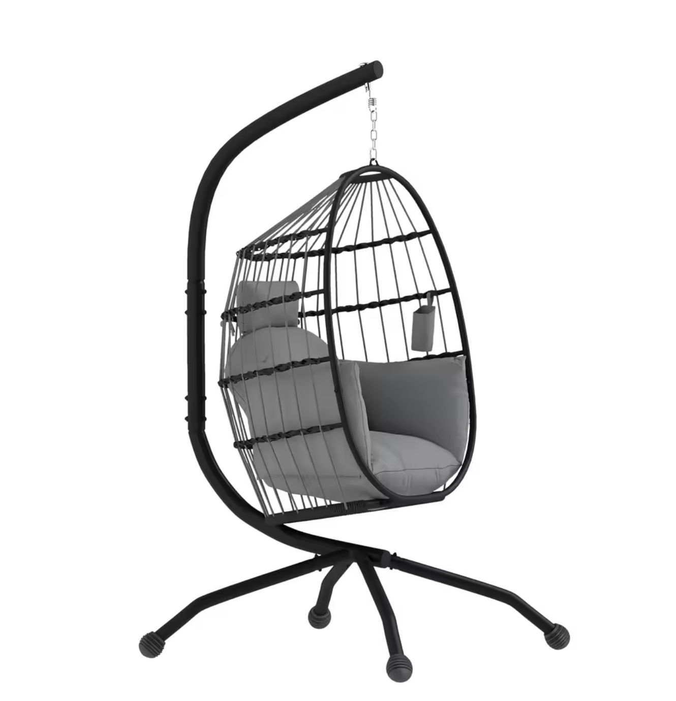 Hangstoel Ei met Standaard – Opvouwbare Mand & Kussenset 120 × 88 × 192 cm