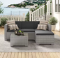 3-Delige Rotan Loungeset – Hoekbank met Tafel & Kussens