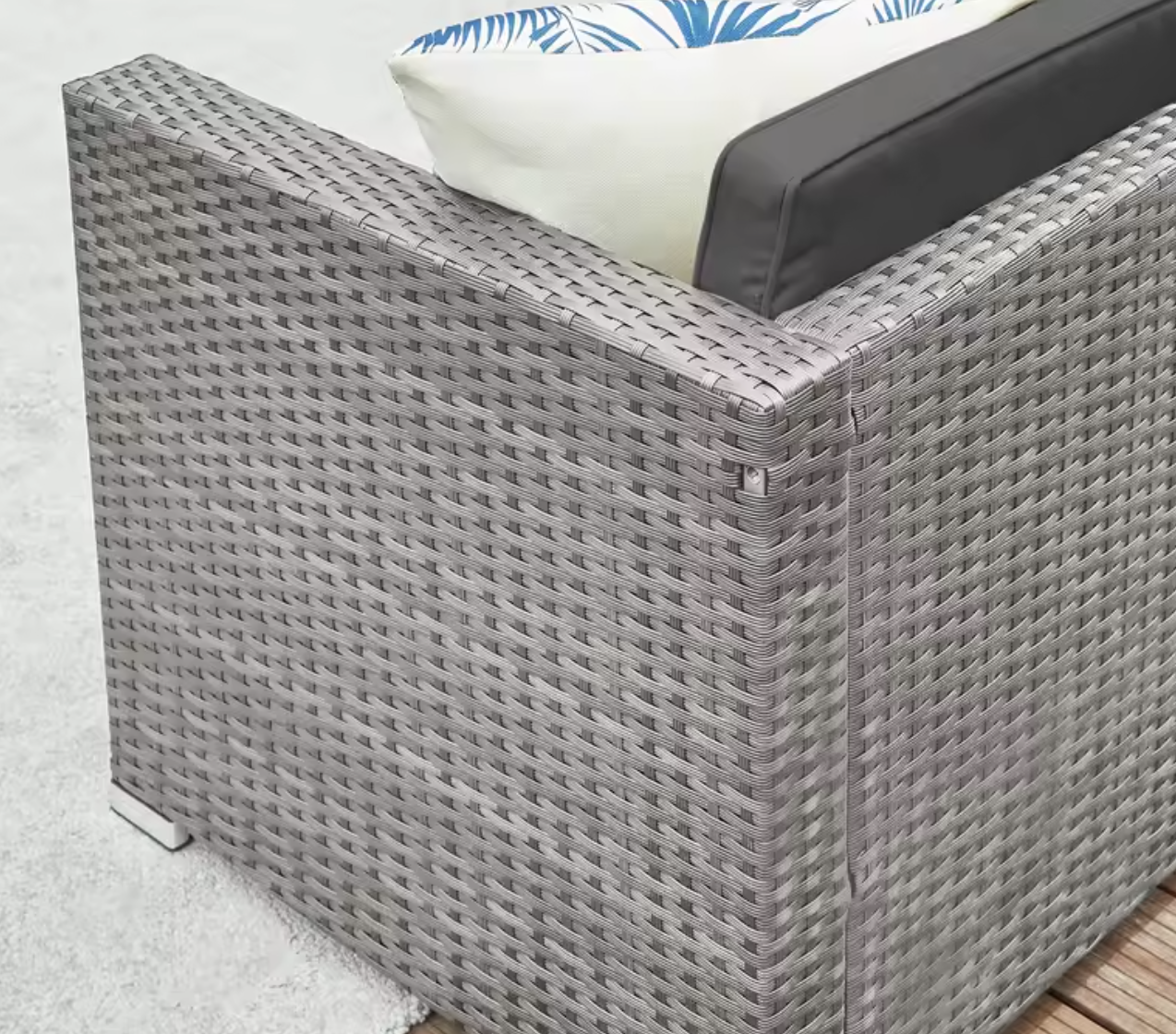3-Delige Rotan Loungeset – Hoekbank met Tafel & Kussens