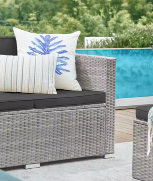 3-Delige Rotan Loungeset – Hoekbank met Tafel & Kussens