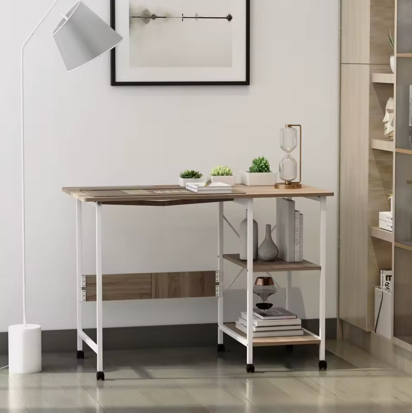 Opvouwbaar Computertafel Bureau op Wielen – 107 x 55 x 76 cm