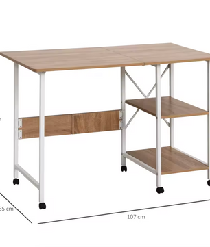 Opvouwbaar Computertafel Bureau op Wielen – 107 x 55 x 76 cm