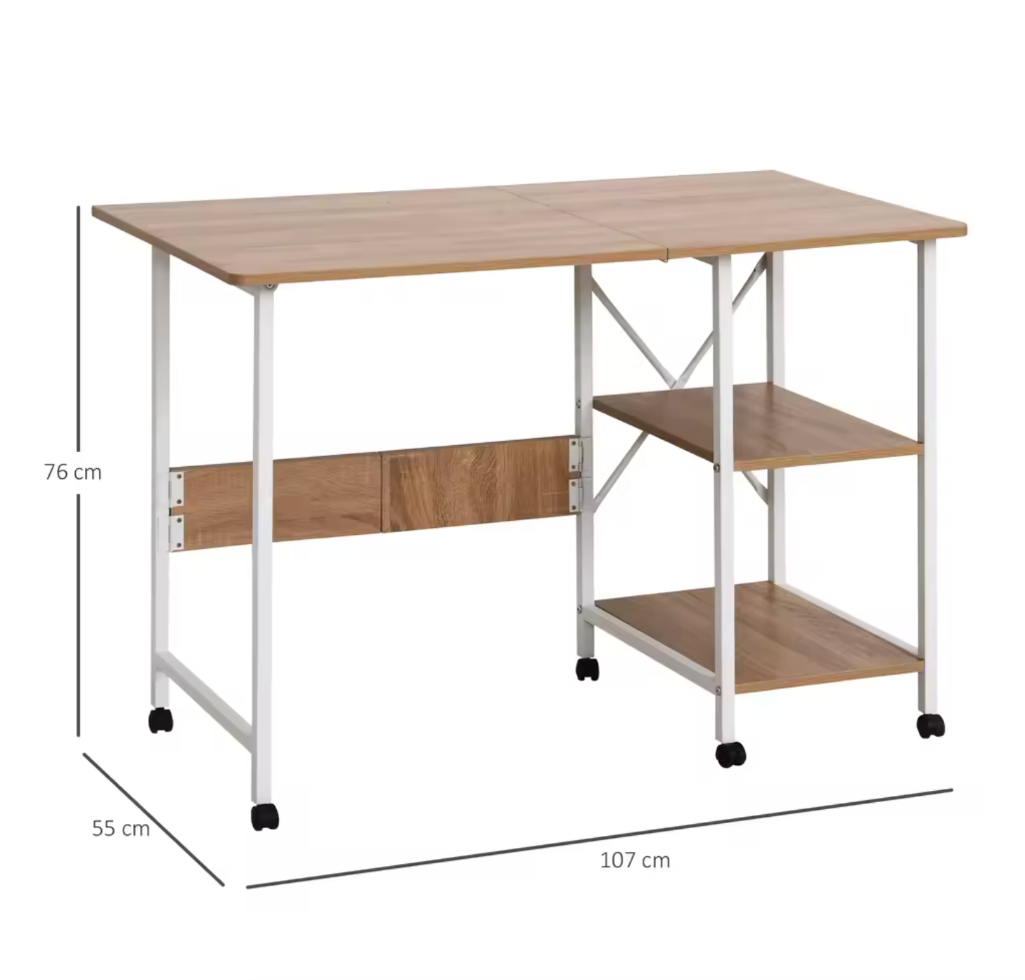 Opvouwbaar Computertafel Bureau op Wielen – 107 x 55 x 76 cm