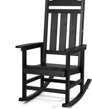 Outdoor Schommelstoel met Hoge Rug – Zwarte HIPS Fauteuil voor Tuin & Veranda