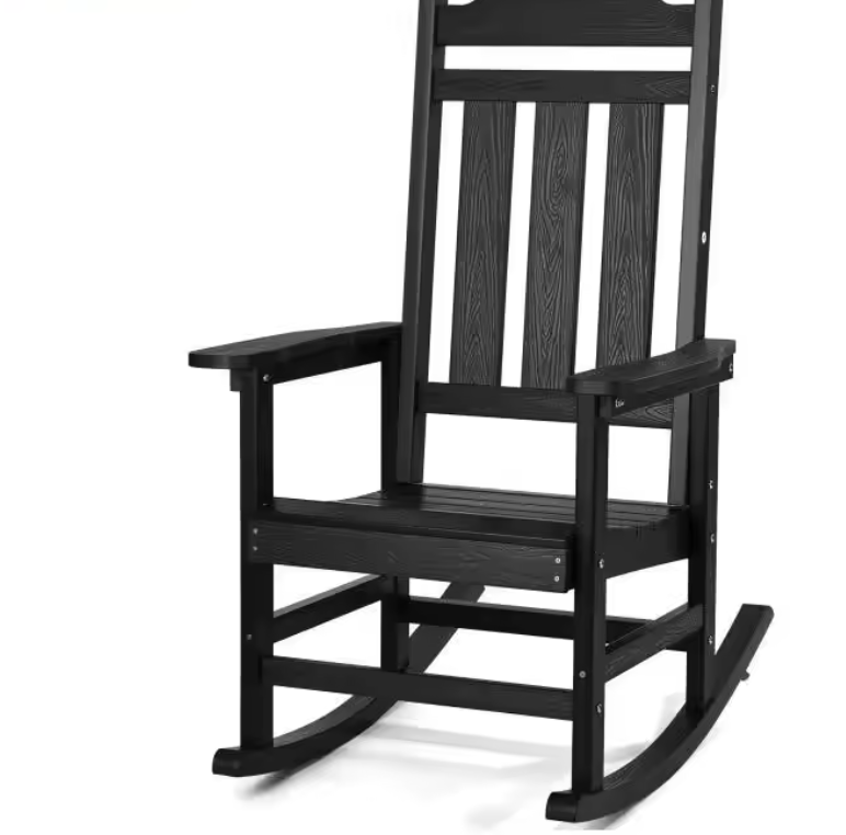 Outdoor Schommelstoel met Hoge Rug – Zwarte HIPS Fauteuil voor Tuin & Veranda