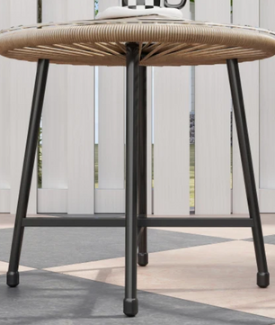 3-delige balkonset van hout en rotan – met tafel en 2 stoelen