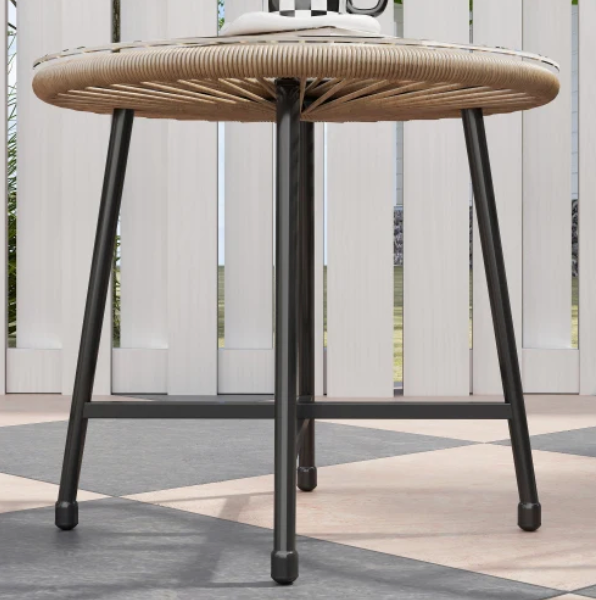 3-delige balkonset van hout en rotan – met tafel en 2 stoelen