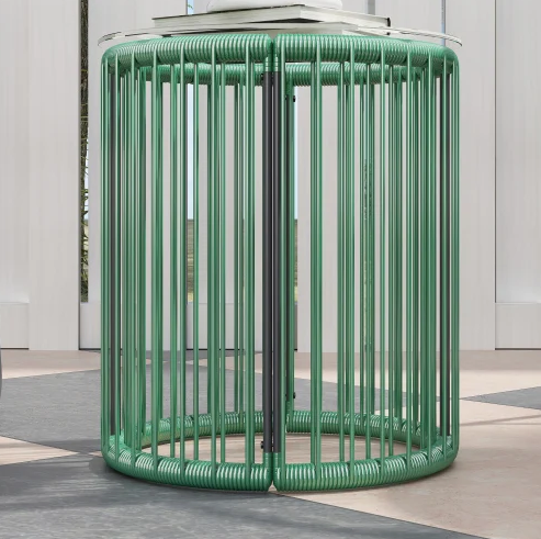 Balkonset 2-persoons rotan in het groen – 2 stoelen + tafel voor buiten