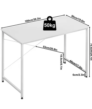 Houten Bureau Wit met Metalen Frame – 100, 120 en 140cm