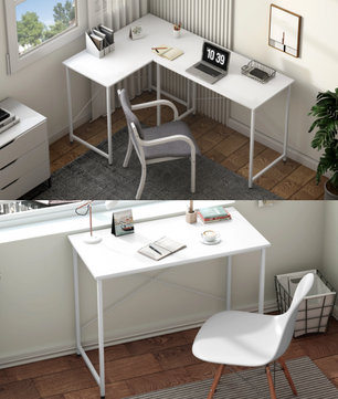 Houten Bureau Wit met Metalen Frame – 100, 120 en 140cm