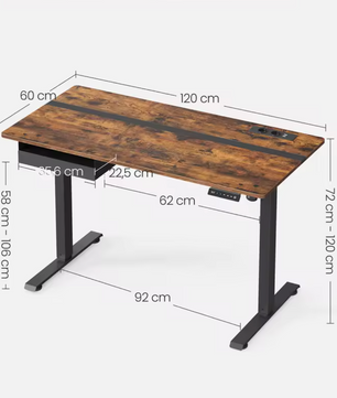 Elektrisch Zit-Sta Bureau 120x60cm – Met Geheugen & USB