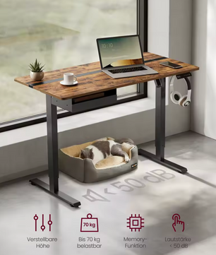 Elektrisch Zit-Sta Bureau 120x60cm – Met Geheugen & USB