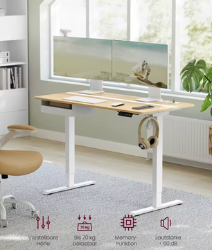 Elektrisch Zit-Sta Bureau 120x60cm – Met Geheugen & USB