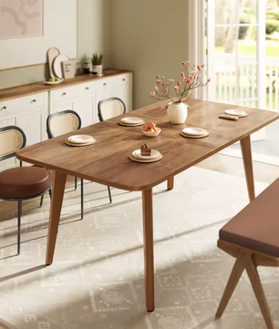 Uitschuifbare Eettafel – Houten Blad & Massief Frame, 140–180cm