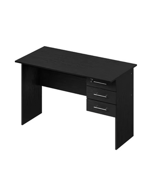 Bureau met 3 Lades en Slot – 120 cm Laptoptafel Zwart/Wit