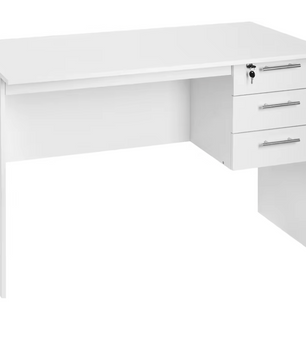 Bureau met 3 Lades en Slot – 120 cm Laptoptafel Zwart/Wit