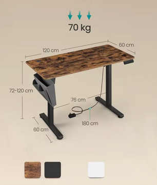 Elektrisch Zit-Sta Bureau 120x60cm – Met Geheugen & Organizer