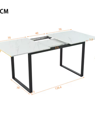Uitschuifbare Eettafel 140-180 cm – MDF Marmerlook & Metaal