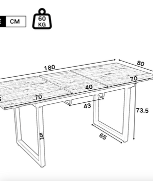 Uitschuifbare Eettafel 140–180 cm – Industrieel Design