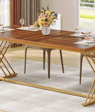 Eettafel 160x80x75cm voor 4–6 Personen – Hout & Gouden Frame