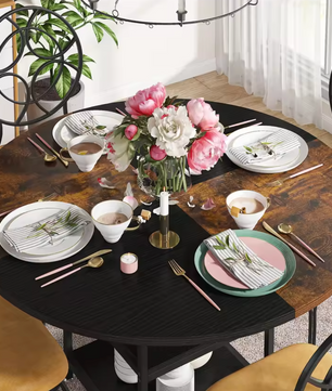 Ronde Eettafel 120 cm – Met Opbergplank & Houten Blad