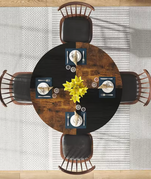 Ronde Eettafel 120 cm – Met Opbergplank & Houten Blad