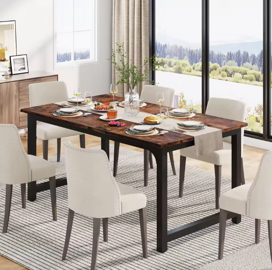Industriële Eettafel 160 cm – Rechthoekig Hout & Metaal