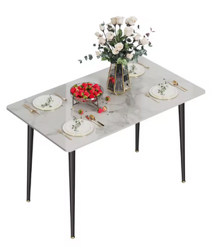 Moderne Marmeren Eettafel 120x70cm – Rechthoekig & Metalen Frame