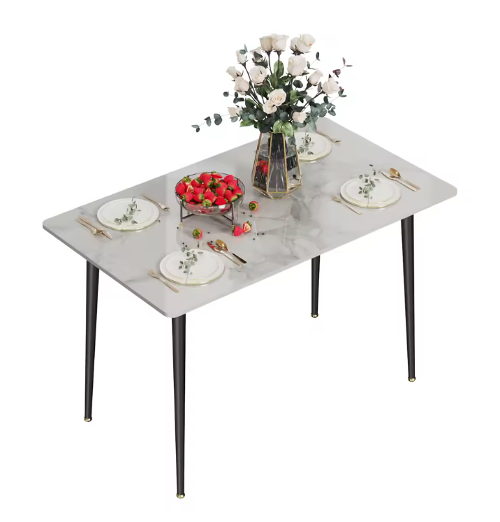Moderne Marmeren Eettafel 120x70cm – Rechthoekig & Metalen Frame