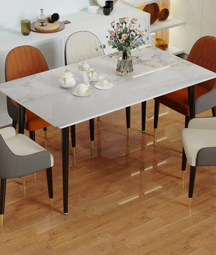 Moderne Marmeren Eettafel 120x70cm – Rechthoekig & Metalen Frame