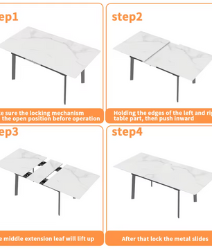 Uitschuifbare Eettafel 150–180 cm – Gesinterde Steen – Marmer look