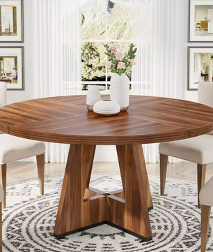 Ronde Boerderij Eettafel 120cm – Rustiek Hout & Metaal – Landelijk Design
