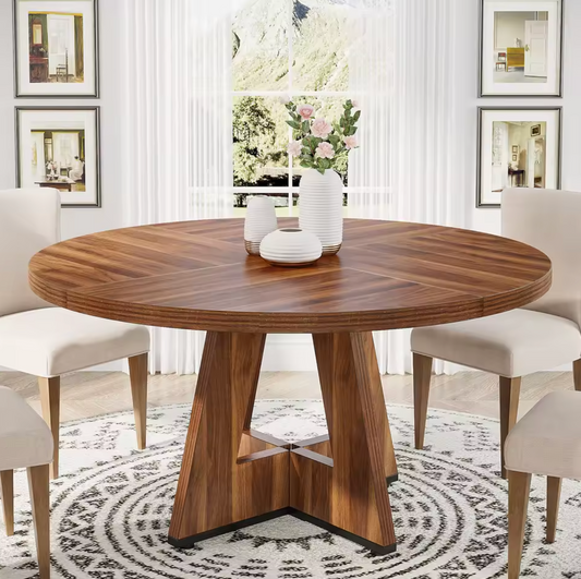 Ronde Boerderij Eettafel 120cm – Rustiek Hout & Metaal – Landelijk Design