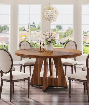 Ronde Boerderij Eettafel 120cm – Rustiek Hout & Metaal – Landelijk Design