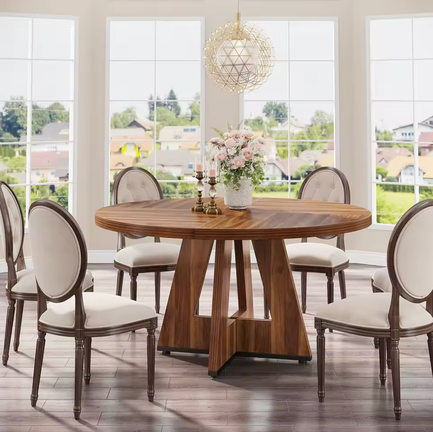 Ronde Boerderij Eettafel 120cm – Rustiek Hout & Metaal – Landelijk Design