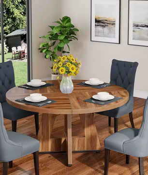 Ronde Boerderij Eettafel 120cm – Rustiek Hout & Metaal – Landelijk Design