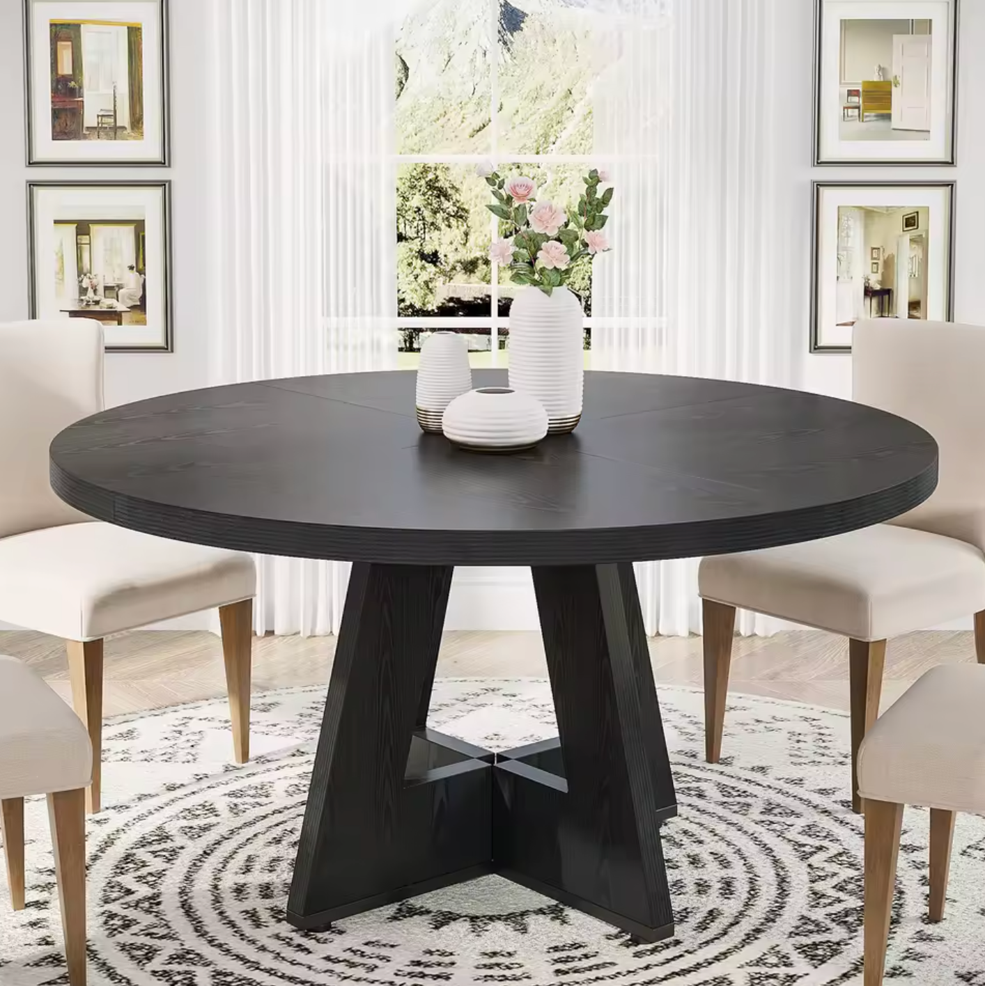 Ronde Boerderij Eettafel 120cm – Rustiek Hout & Metaal – Landelijk Design