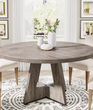 Ronde Boerderij Eettafel 120cm – Rustiek Hout & Metaal – Landelijk Design
