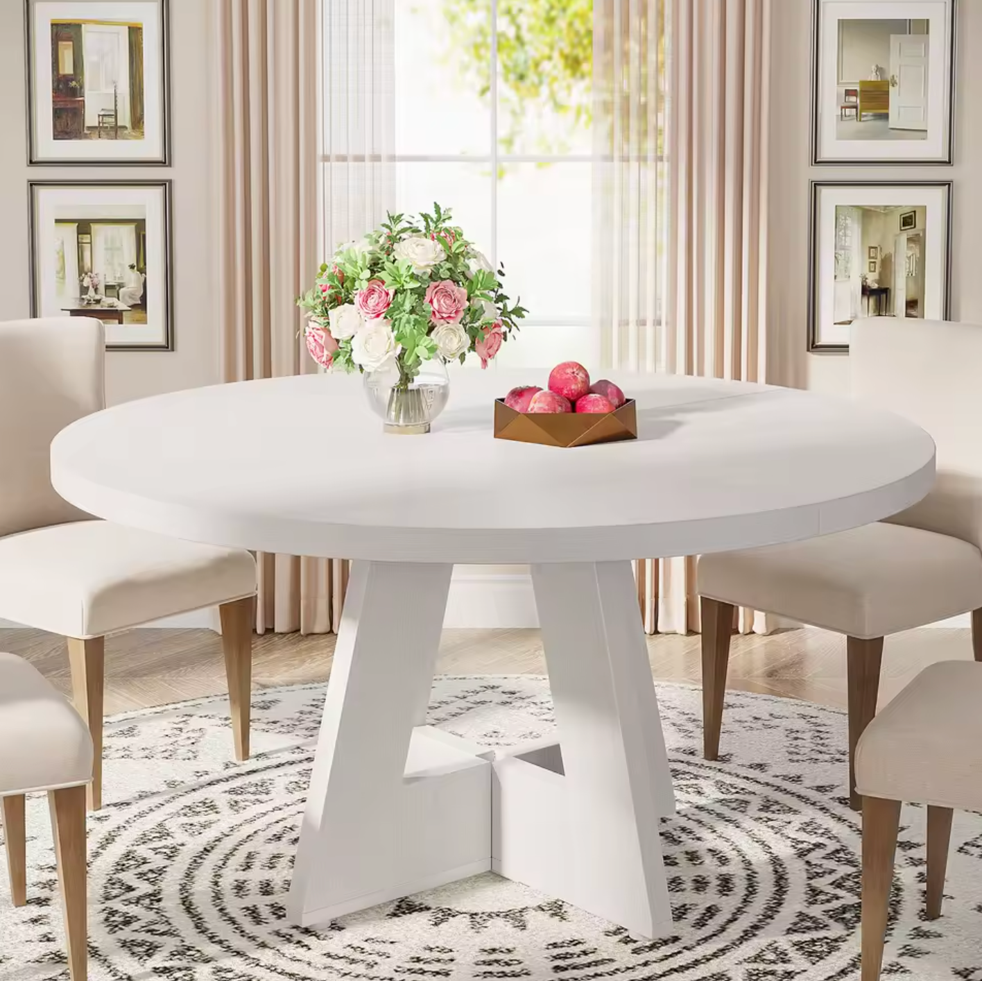 Ronde Boerderij Eettafel 120cm – Rustiek Hout & Metaal – Landelijk Design