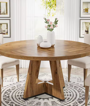 Ronde Boerderij Eettafel 120cm – Rustiek Hout & Metaal – Landelijk Design