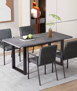 Luxe Eettafel met Stalen Poten – 140x70cm – Grijs & Modern Design