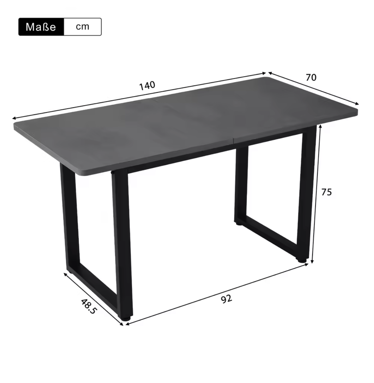Luxe Eettafel met Stalen Poten – 140x70cm – Grijs & Modern Design